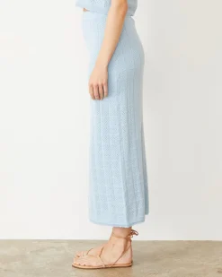 MONROW Crochet Knit Midi Skirt SOFTBLUE Sale